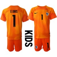 Dětský Fotbalový dres Francie Hugo Lloris #1 Brankářské MS 2022 Domácí Krátký Rukáv (+ trenýrky)